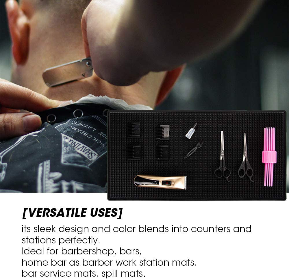 3Pcs Bar Mat Spill Mat - Quality Rubber Bar Service Spill Mat Nonslip Flexible Barber Mats for Clippers Bar Mat for Home Bar Restaurant Service Mat (3Pcs, 12×6 Inch, 18×12 Inch, 24×12 Inch