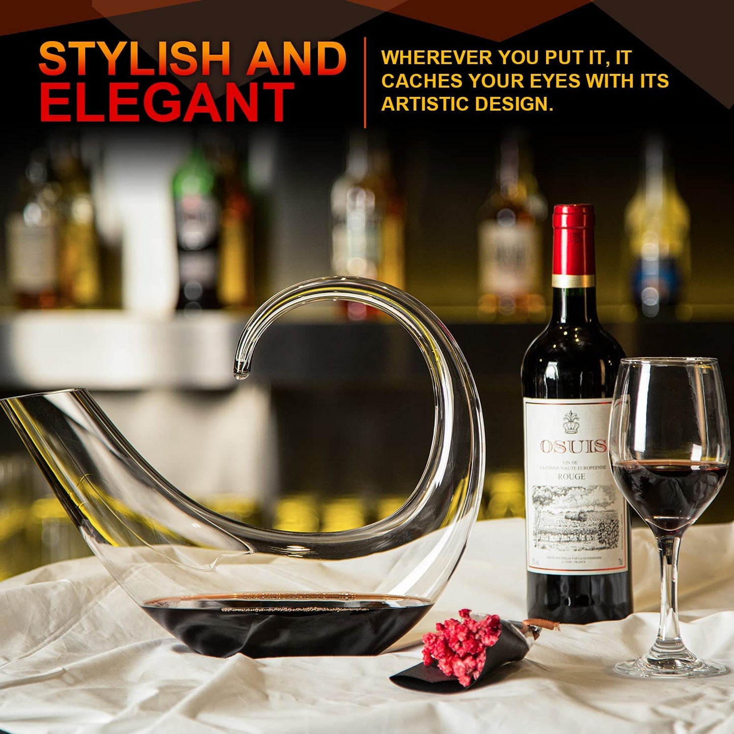 Wine Decanter Swan Looking Back Wine Carafes 100% Lead-Free Crystal Glass Red Wine Decanter Juice Container Wine Decanters and Carafes Nice Gift for Wine Lover(1.5L)