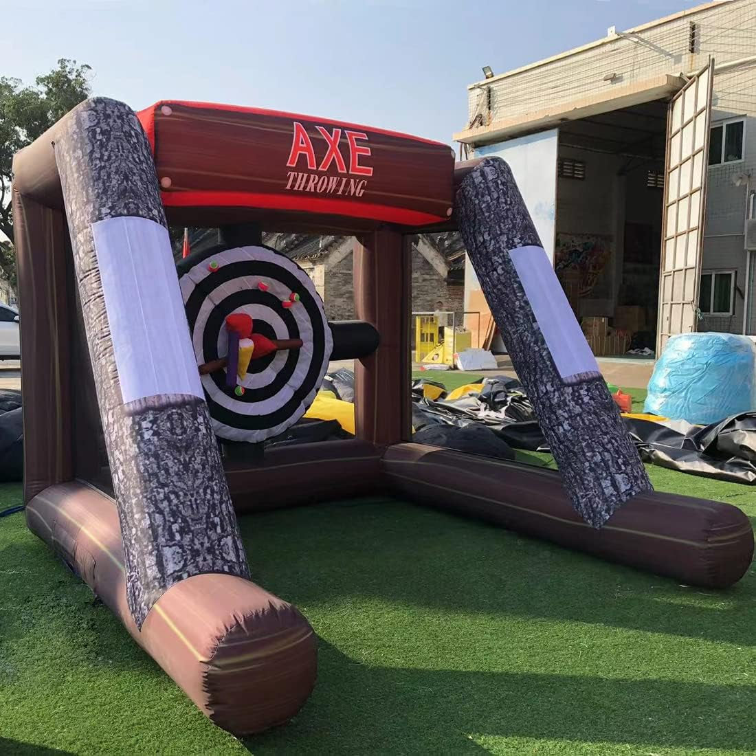 Inflatable Axe Throwing Game + Inflatable Ball Toss Target Dart Board for Backyard/Birthday/School/Team/Party Events