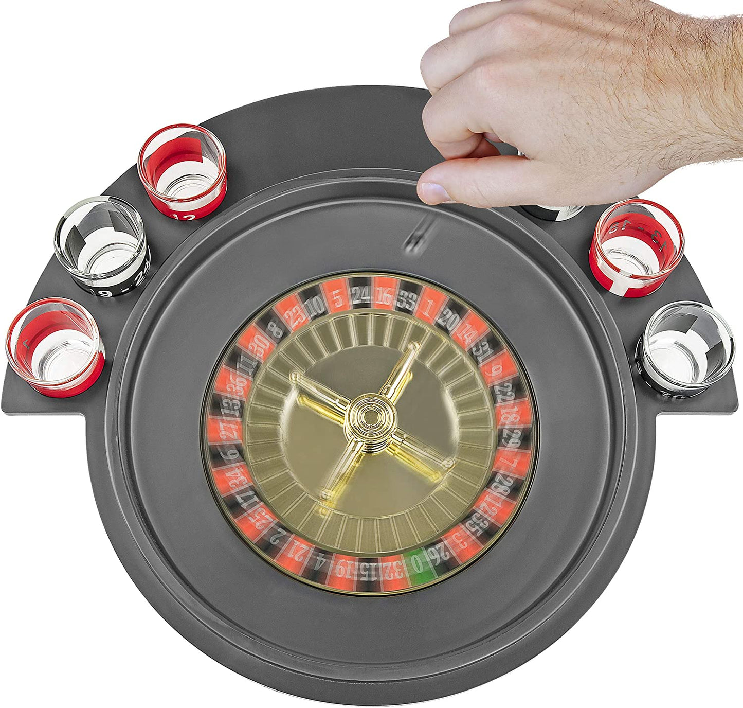 Shot Glass Roulette Drinking Game Set with 2 Balls and 6 Shot Glasses