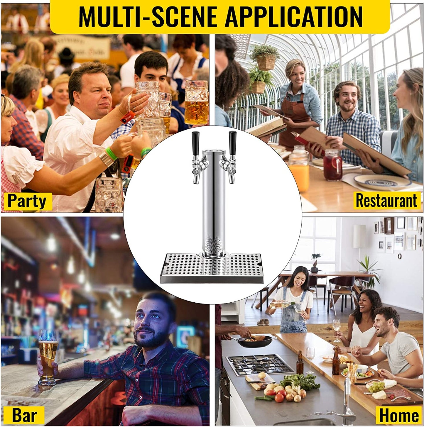 Kegerator Tower Kit, Double Tap Beer Conversion Kit, No Tank Keg Conversion Kit, Stainless Steel Keg Tower, Deluxe Kegarator Beer Conversion with Dual Gauge Regulator & D-System Keg Coupler