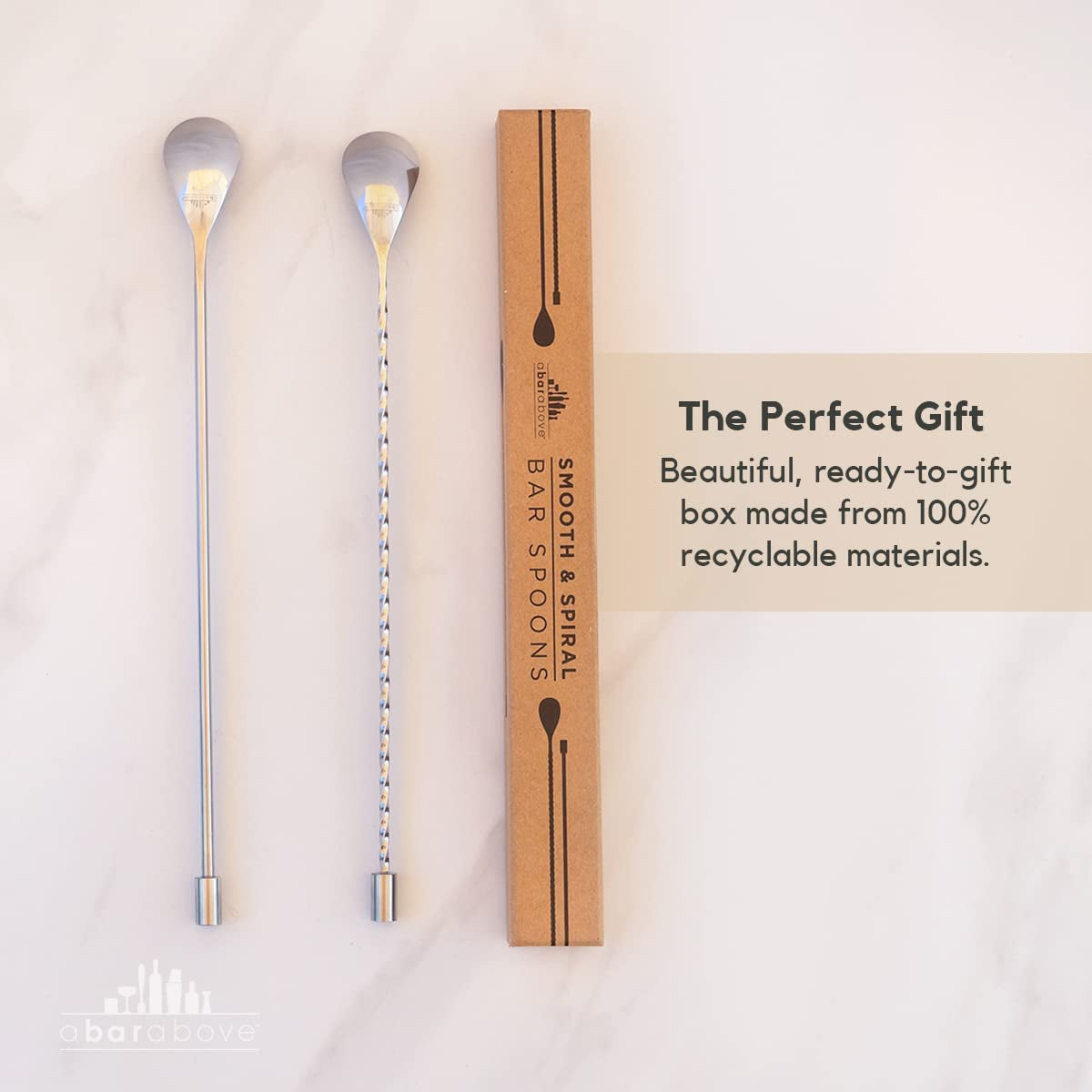 Bar Spoon Set – Drink Mixing Spoons for Mixing Glass or Shaker – Stainless Steel Cocktail Stirrer Set – Heavyweight Drink Stirrers – Professional-Quality Mixing Spoon Set (12”, Set of 2)