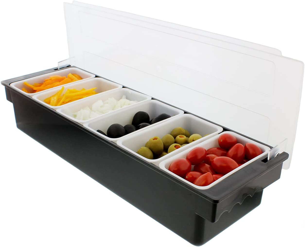 Ice Cooled Condiment Serving Container Chilled Garnish Tray Bar Caddy for Home Work or Restaurant