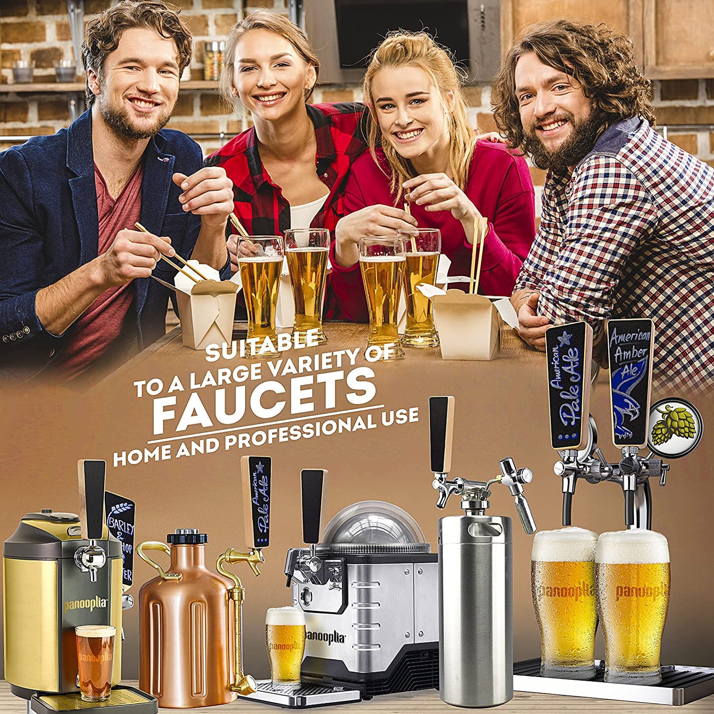 Beer Tap Handle and Two Liquid Chalk Markers Set - Wooden Keg Taps Handles for Standard Faucets and Kegerators with Reusable Chalkboard - Suitable for Home Brew, Bars, Kegs and Draft Beer