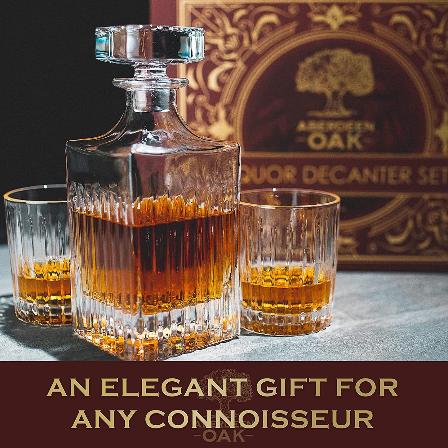 Whiskey Decanter Set with Glasses and Bar Accessories - Birthday Gifts for Men and Women, Groomsmen Gifts, Wedding Gifts for Couple, Bar Decor, or Man Cave Decor, Whisky Decanter & Glass Set