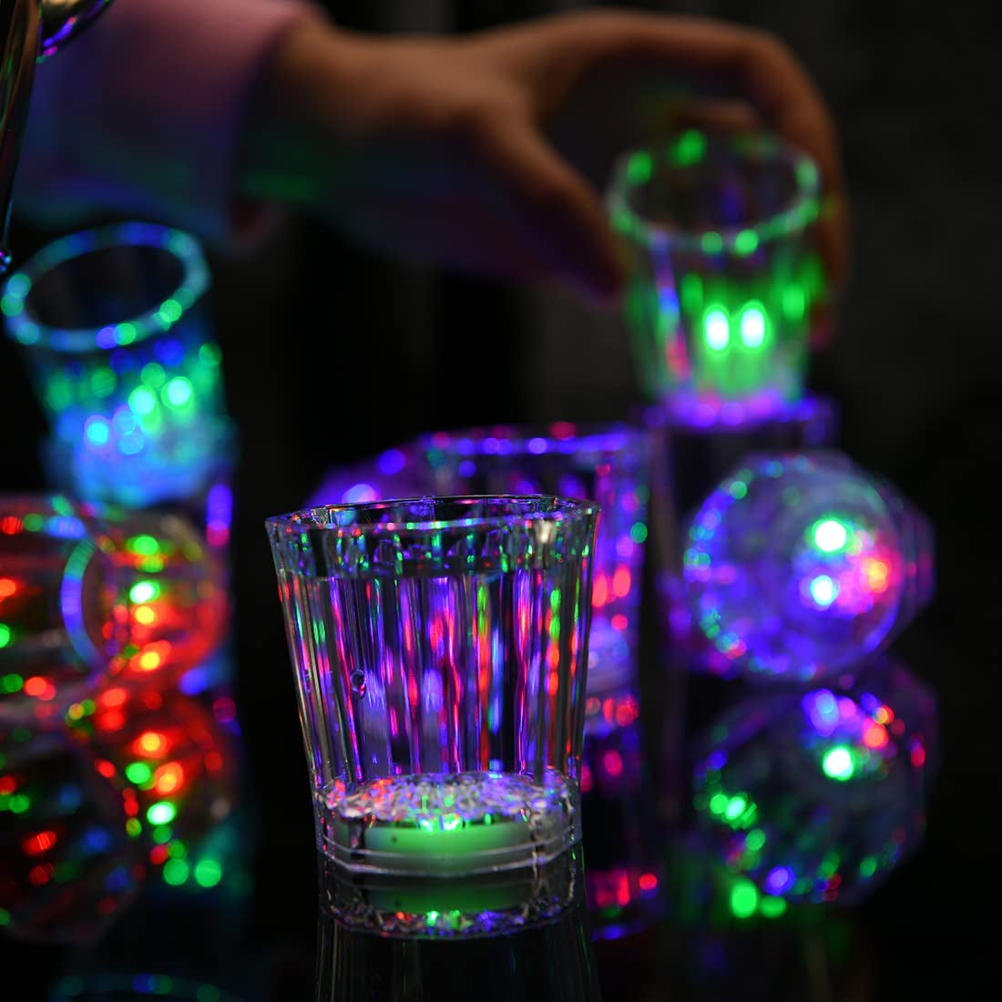Light up Shot Glasses Set of 24 Party Favors Adults Shot Cups for Party LED Flash Light up Drinking Glasses Glow in the Dark Shot Glasses for Birthday Christmas Halloween Weddings Festivals Etc