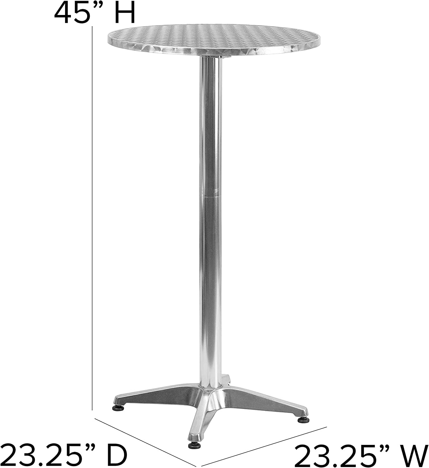 23.25" round Aluminum Indoor-Outdoor Bar Height Table with Flip-Up Table