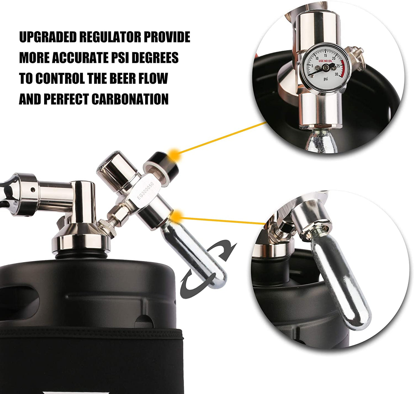 64Oz Growler Tap System, Pressurized Stainless Steel Mini Keg with Cooler Jacket, Portable Home Dispenser System to Keep Fresh and Carbonation for Draft, Homebrew and Craft Beer (Matte Black)