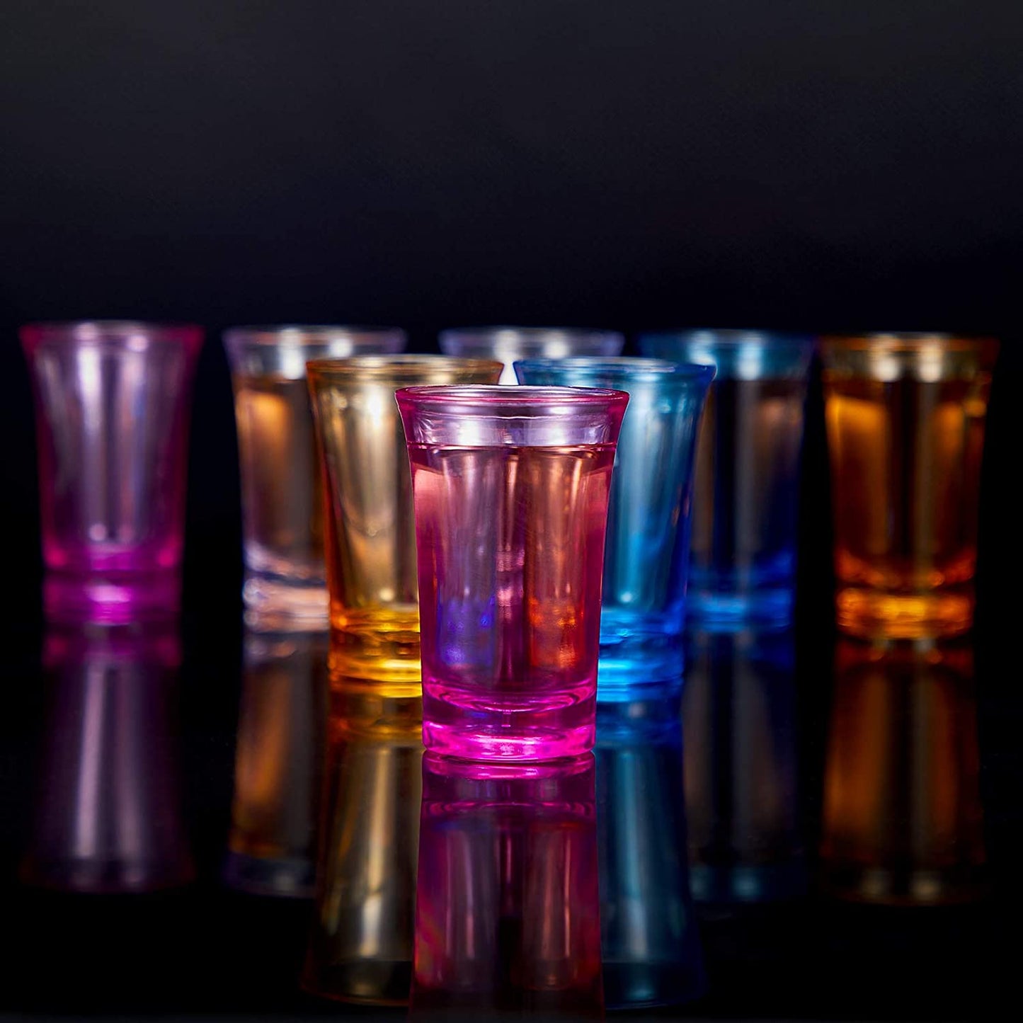 12 Pieces Shots Acrylic Cups Colorful Shot Glasses 1.2-Ounce Heavy Base Shot Glasses for Spirits and Liquors, Compatible with 6 Shot Glass Dispenser and Holder (Blue, Purple, Yellow, Transparent)
