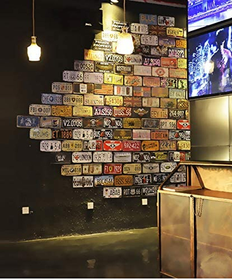 24 Pieces Assorted Replica Car Number Tags, Embossed Prop License Plates, Home Wall Automobile Bar Garage Man Cave Decoration, 6X12 Inch