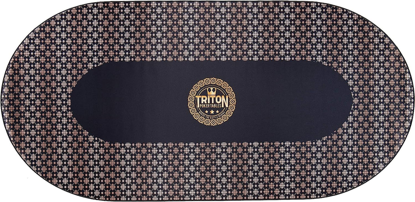 Tritonโข Premium Portable Poker Table Mat 10 Player Blue - Multi-Spandex Fabric Rubber Portable Poker Game Mat with Zippered Oxford Fabric Carry Bag - 77.75" L X 35.5" W