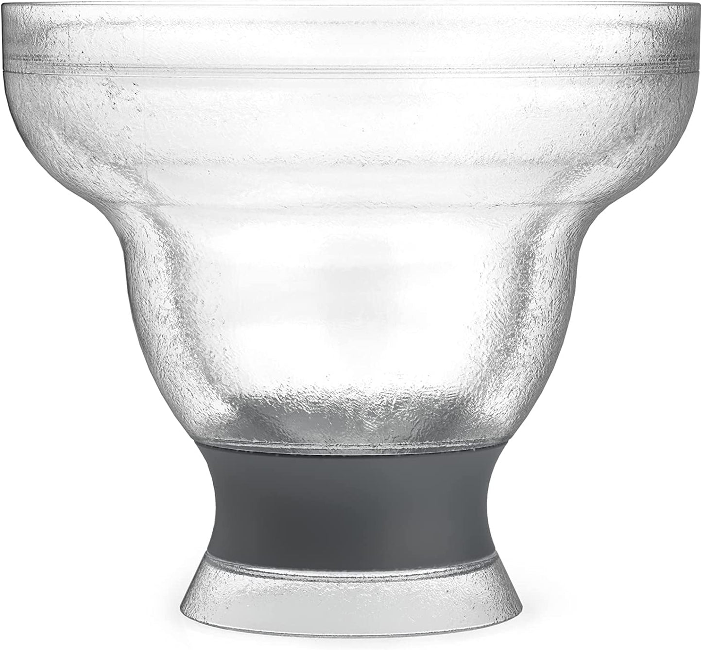 Freeze Margarita Cooling Cups, Freezer Gel Chiller Double Wall Plastic Frozen Cocktail Glass, Set of 4, Grey