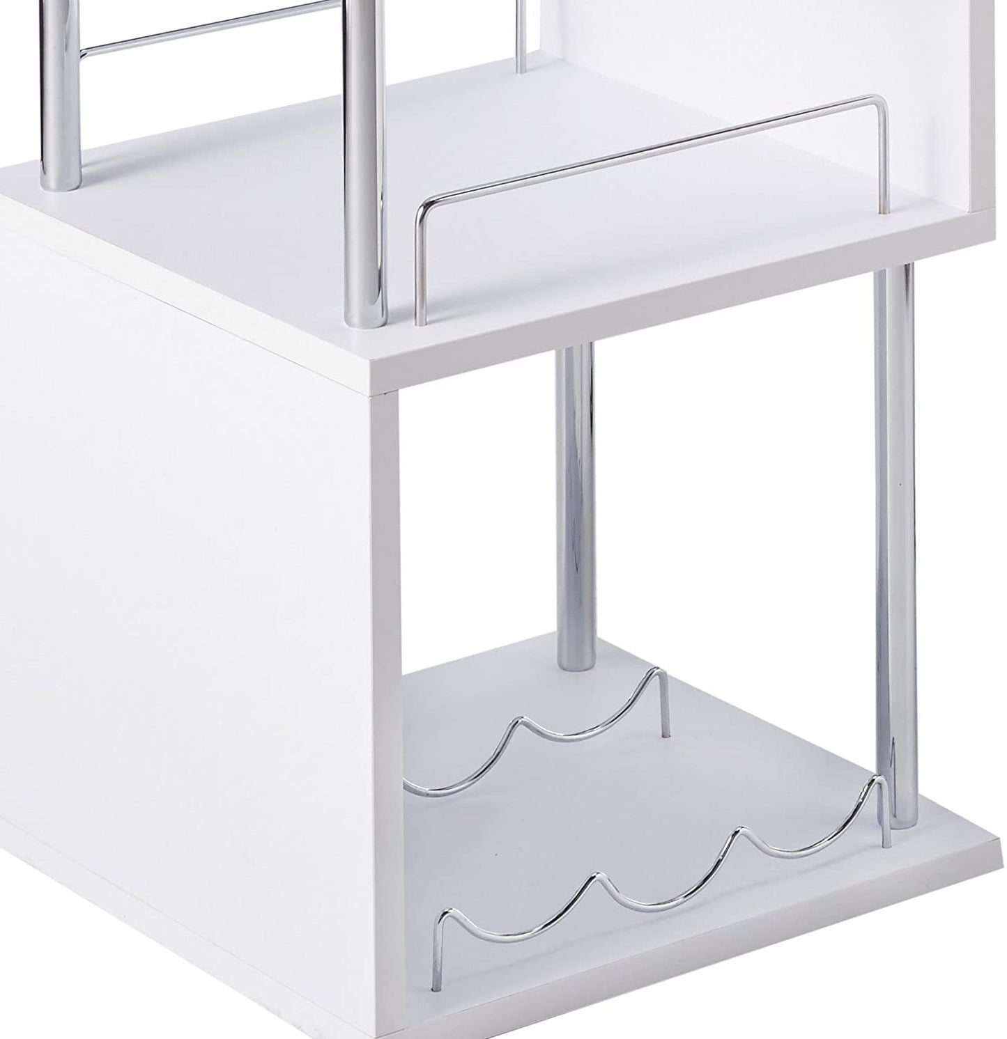 Minorca Modern Wine Bar Table W/Shelves (White)
