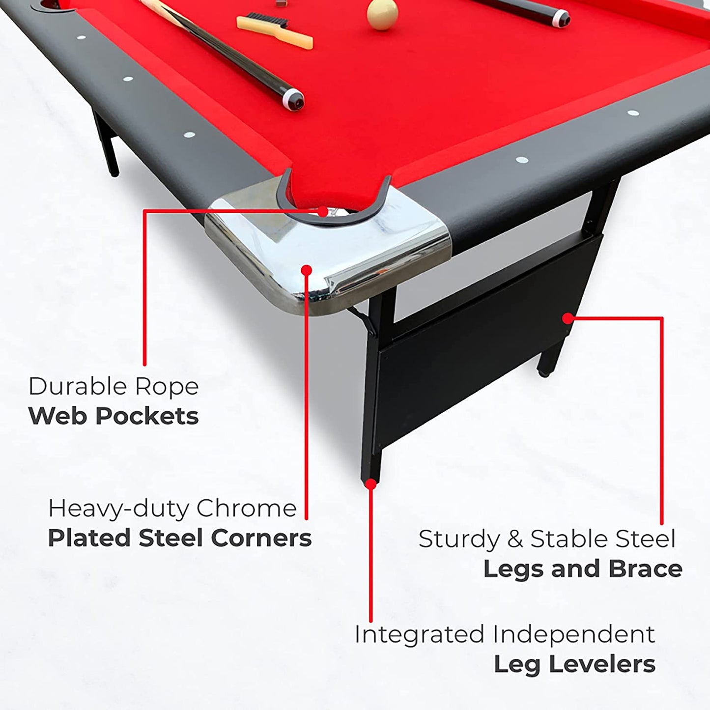 Hathaway Fairmont Portable 6-Ft Pool Table for Families with Easy Folding for Storage, Includes Balls, Cues, Chalk
