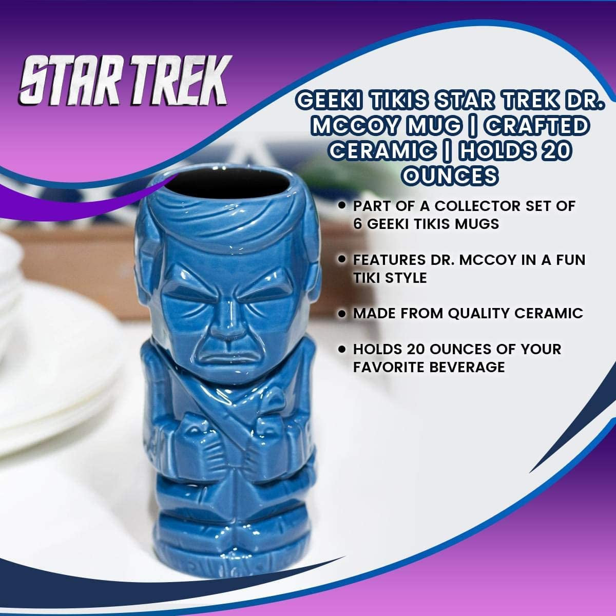 Geeki Tikis Star Trek Dr. Mccoy Mug | Official Star Trek Collectible Tiki Style Ceramic Cup | Holds 20 Ounces