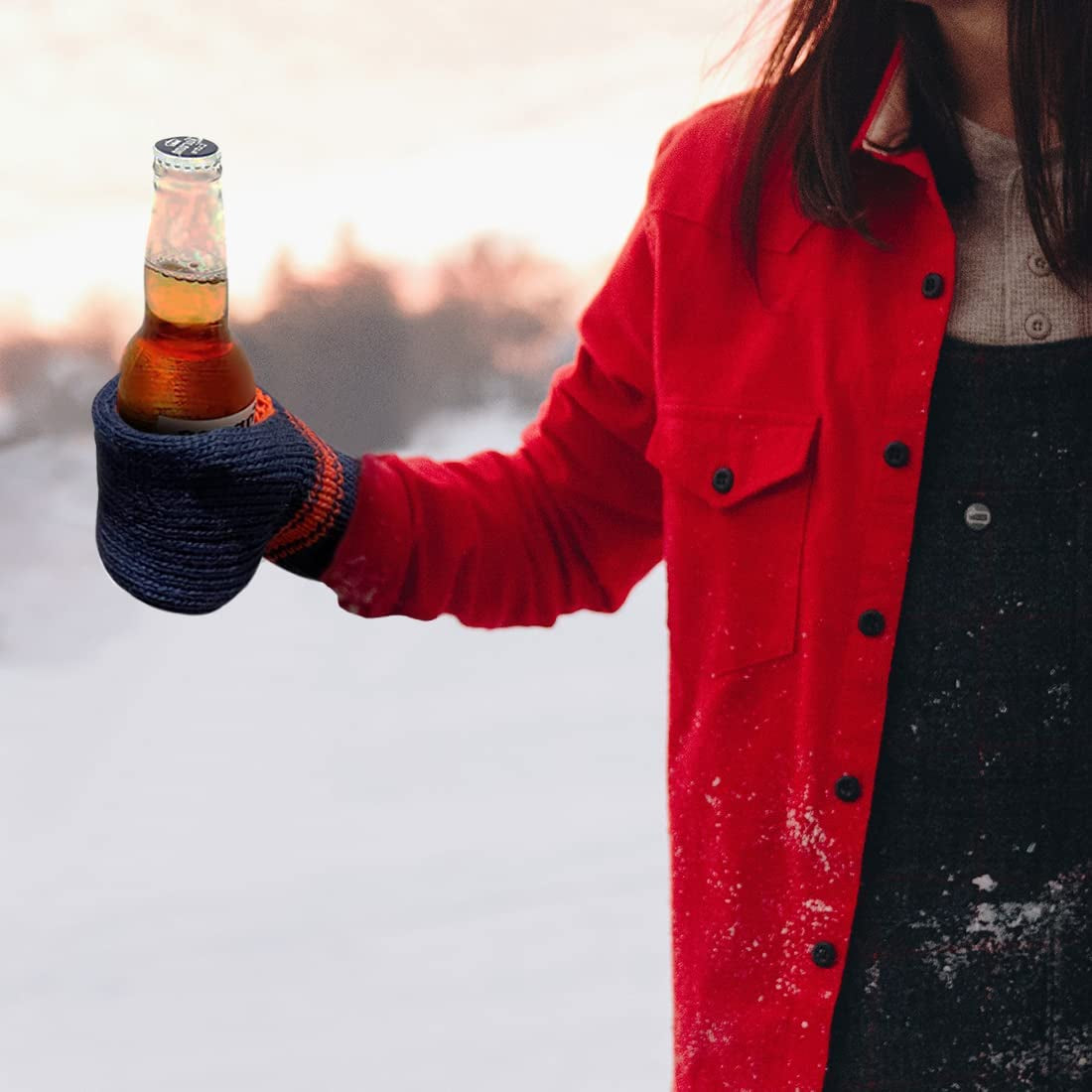 Suzy Beer Mitt, Knit Mitt Beverage Insulating Beer Glove Keeps Your Drink Cold and Your Hand Warm