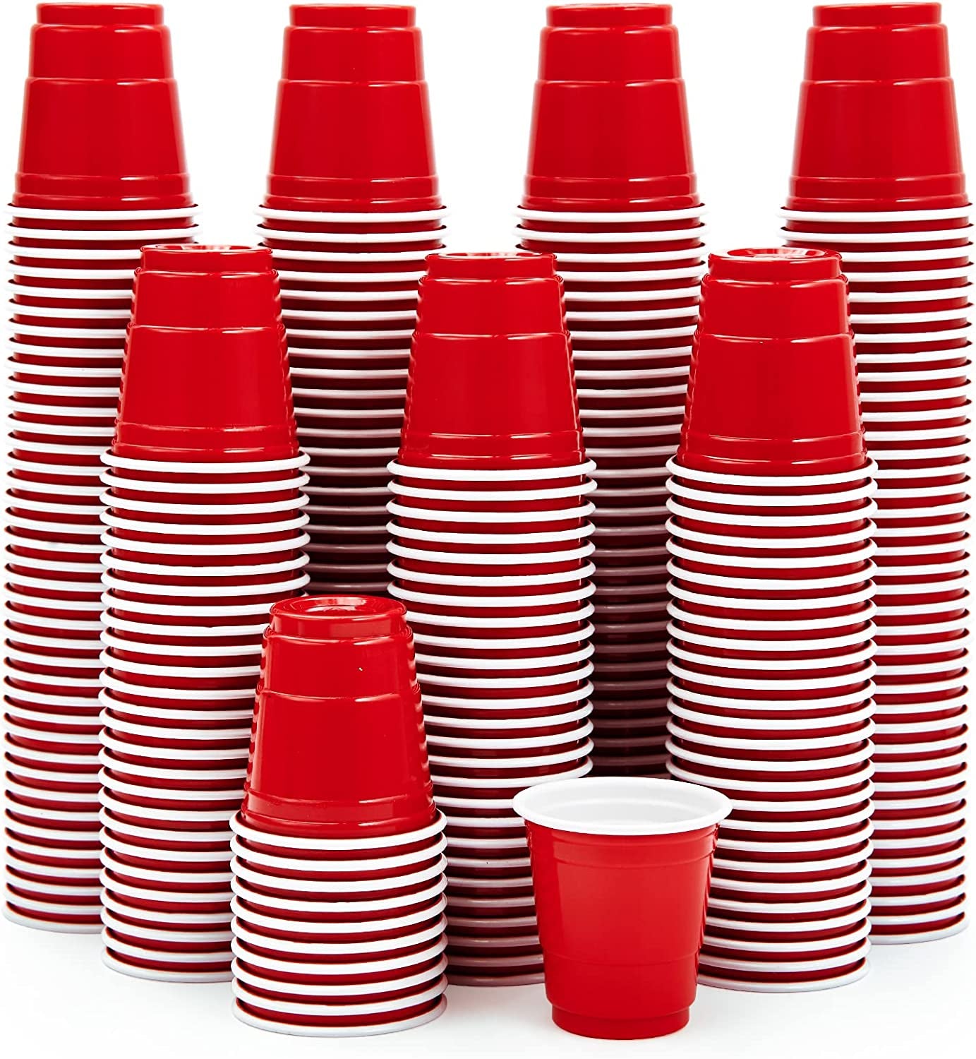 1080 PACK 2 Oz Plastic Shot Glasses, Red Disposable Shot Cups, Mini Red Shot Glasses for Halloween Thanksgiving Christmas Party