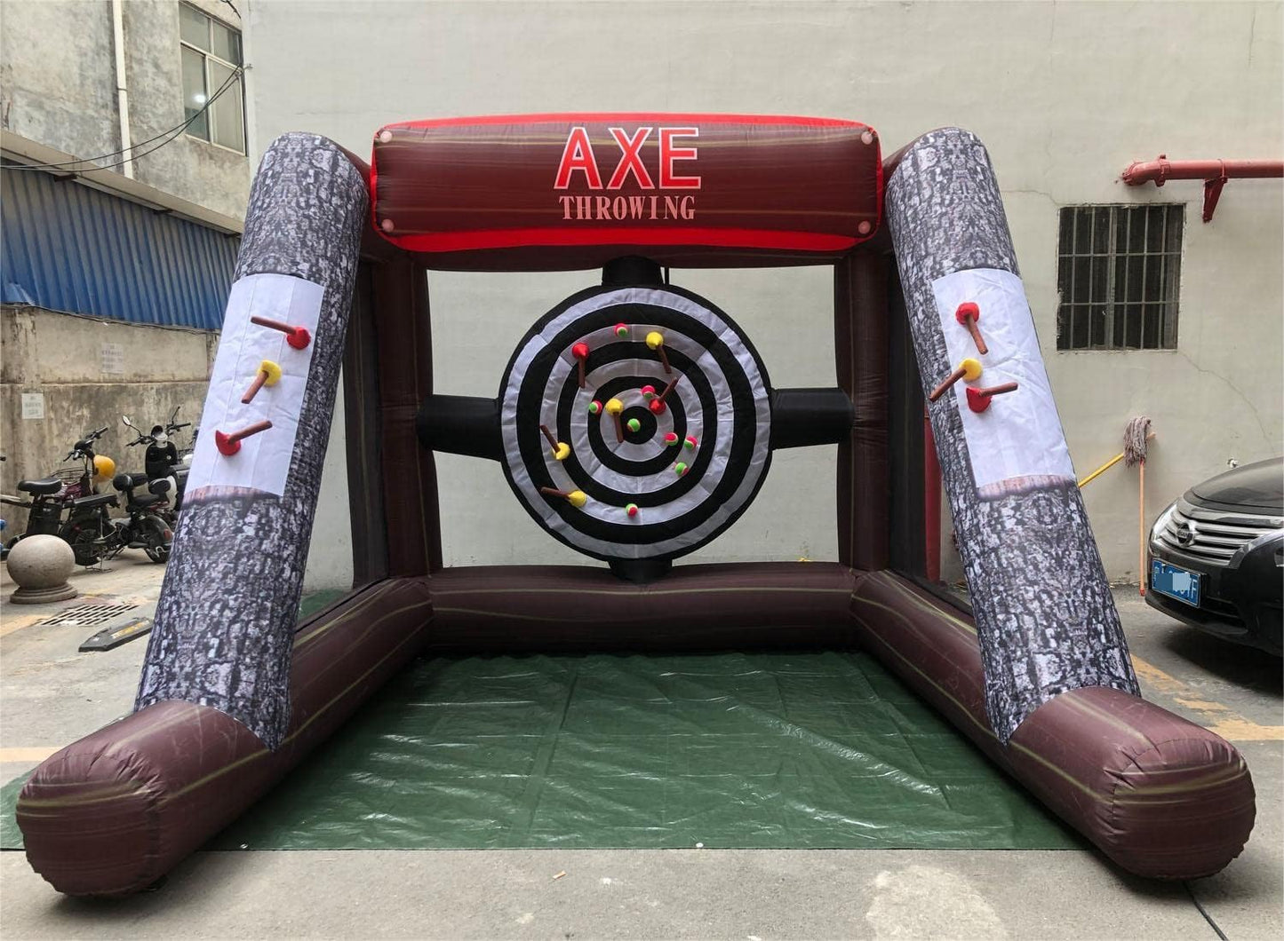 Inflatable Axe Throwing Game + Inflatable Ball Toss Target Dart Board for Backyard/Birthday/School/Team/Party Events