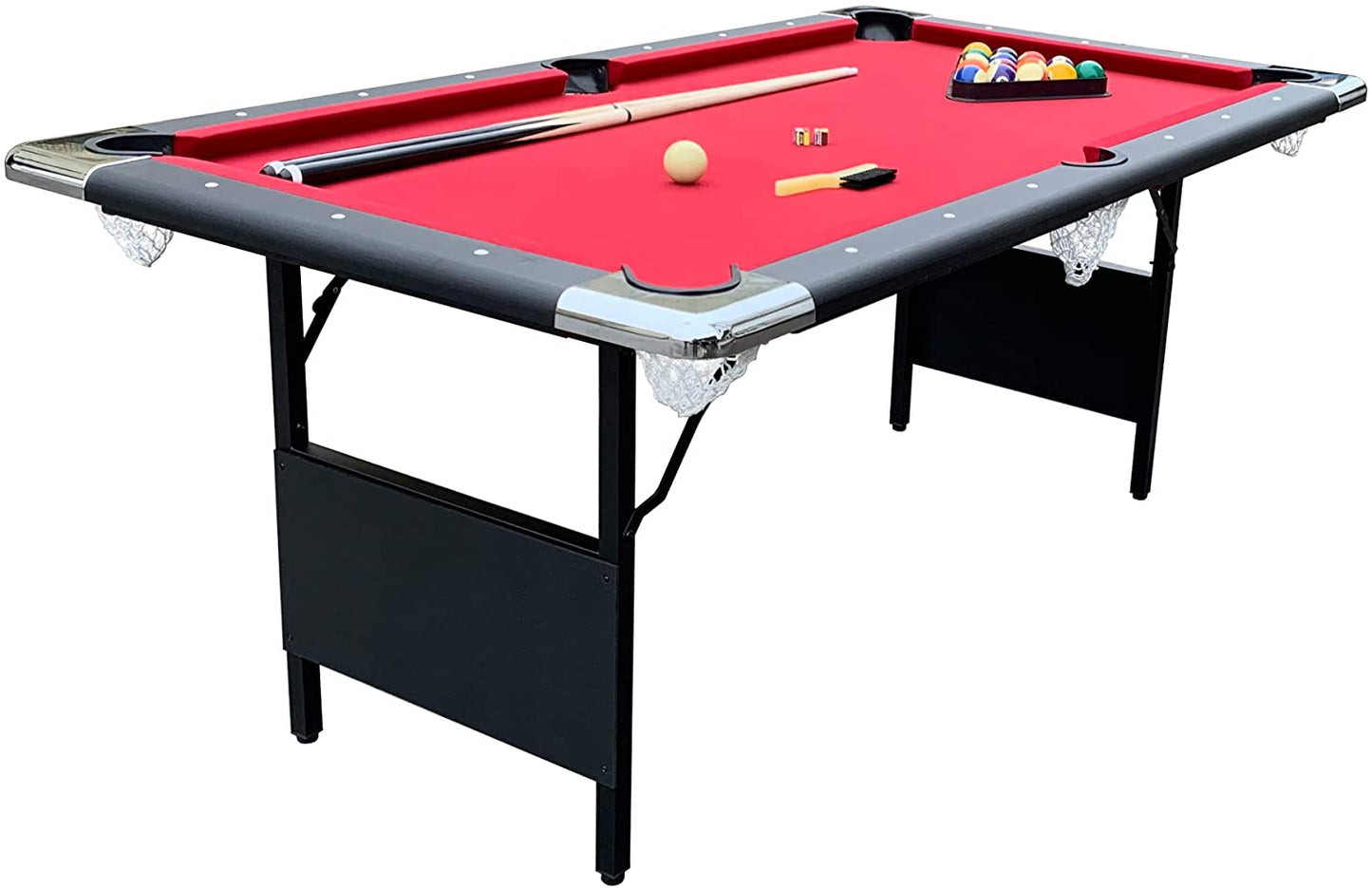 Hathaway Fairmont Portable 6-Ft Pool Table for Families with Easy Folding for Storage, Includes Balls, Cues, Chalk