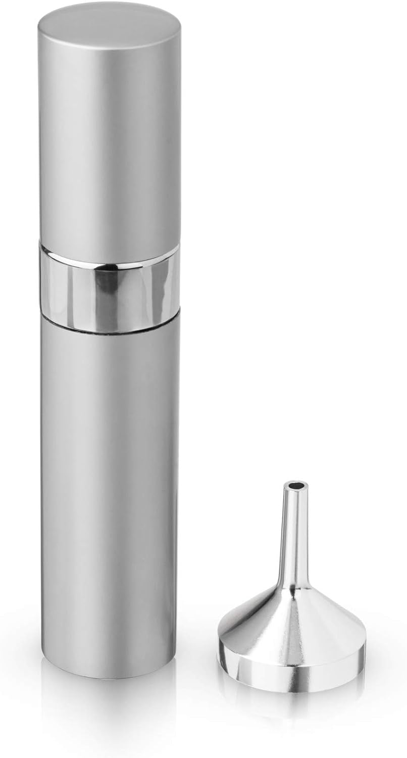 Martini Atomizer Bar Mister, 15Ml Capacity with Refillable Canister and Funnel for Vermouth Spray, Glass Canister with Stainless Steel Case