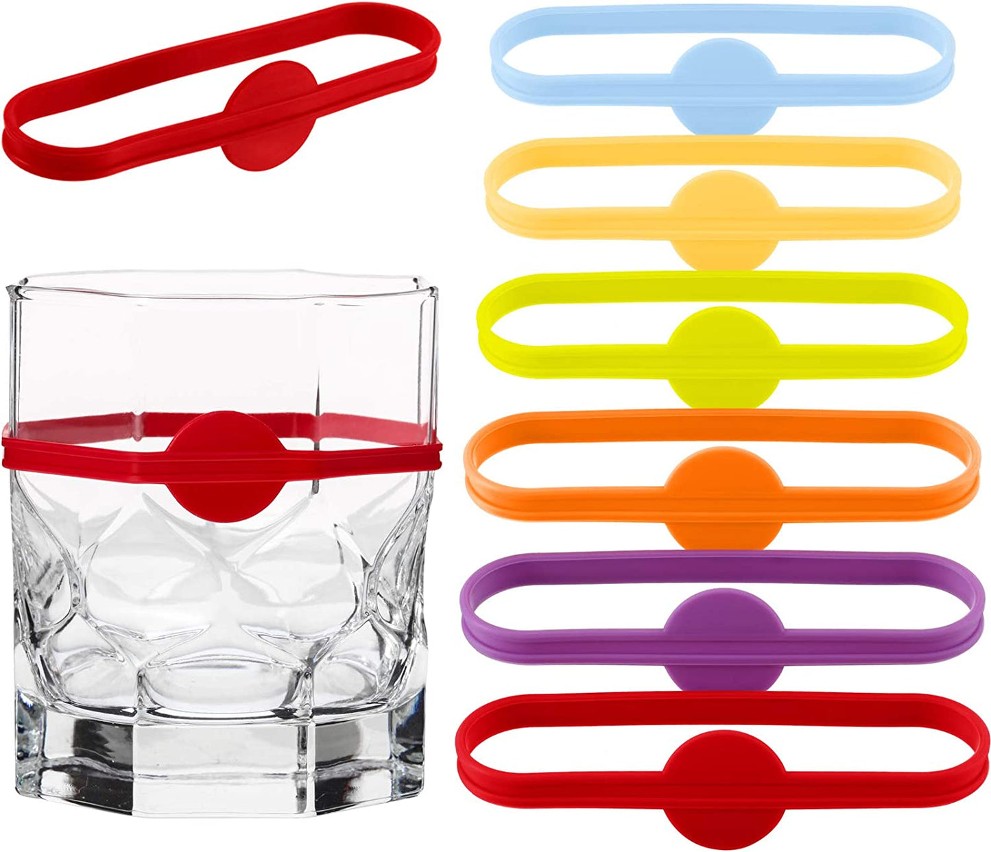 24 Pieces Drink Markers, Glass Cup Wine Glass Bottle Strip Tag Marker, Silicone Drink Markers Wine Glass Charms Markers Tags for Cups Dentification, Cocktail Glass Party Solution for Guest