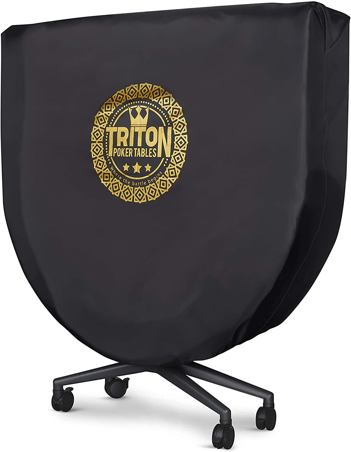 Triton Poker Folding Poker Table Casino Style - 10 Players Oval Portable Texas Hold'Em Poker Table with Mats (Included)