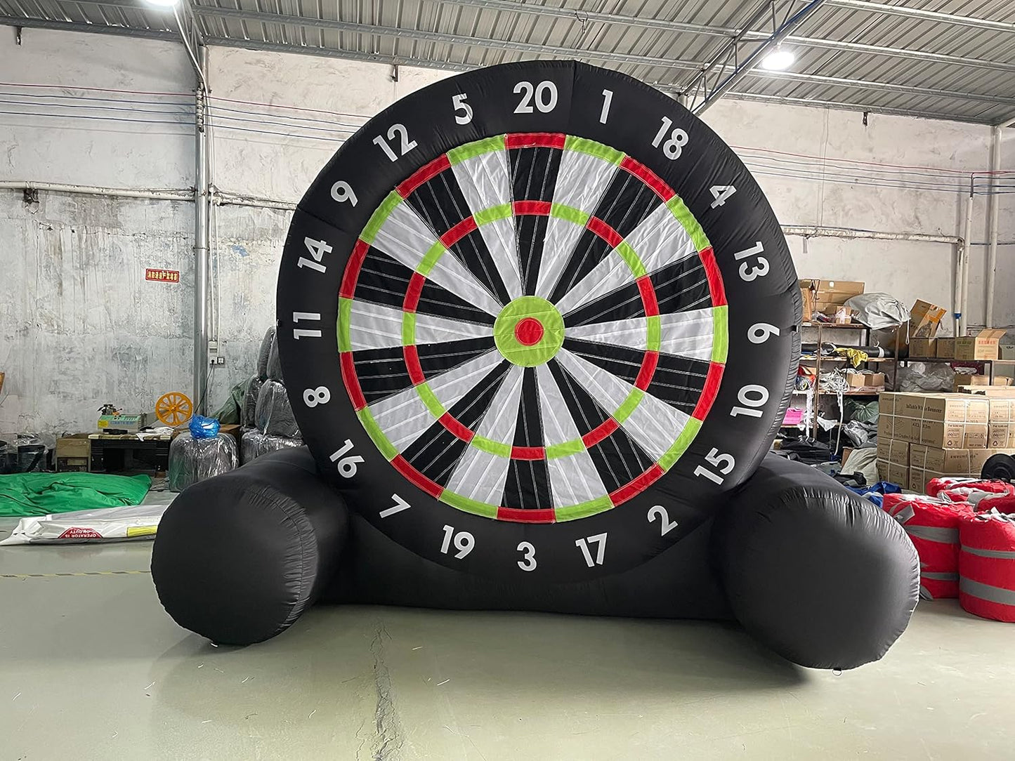 King Inflatable Soccer Darts Board Giant Outdoor Soccer Darts Board with 8Pcs Soccer Ball & 370W Blower for Kick Dartboard Sport Game (10Ft Tall, Black)