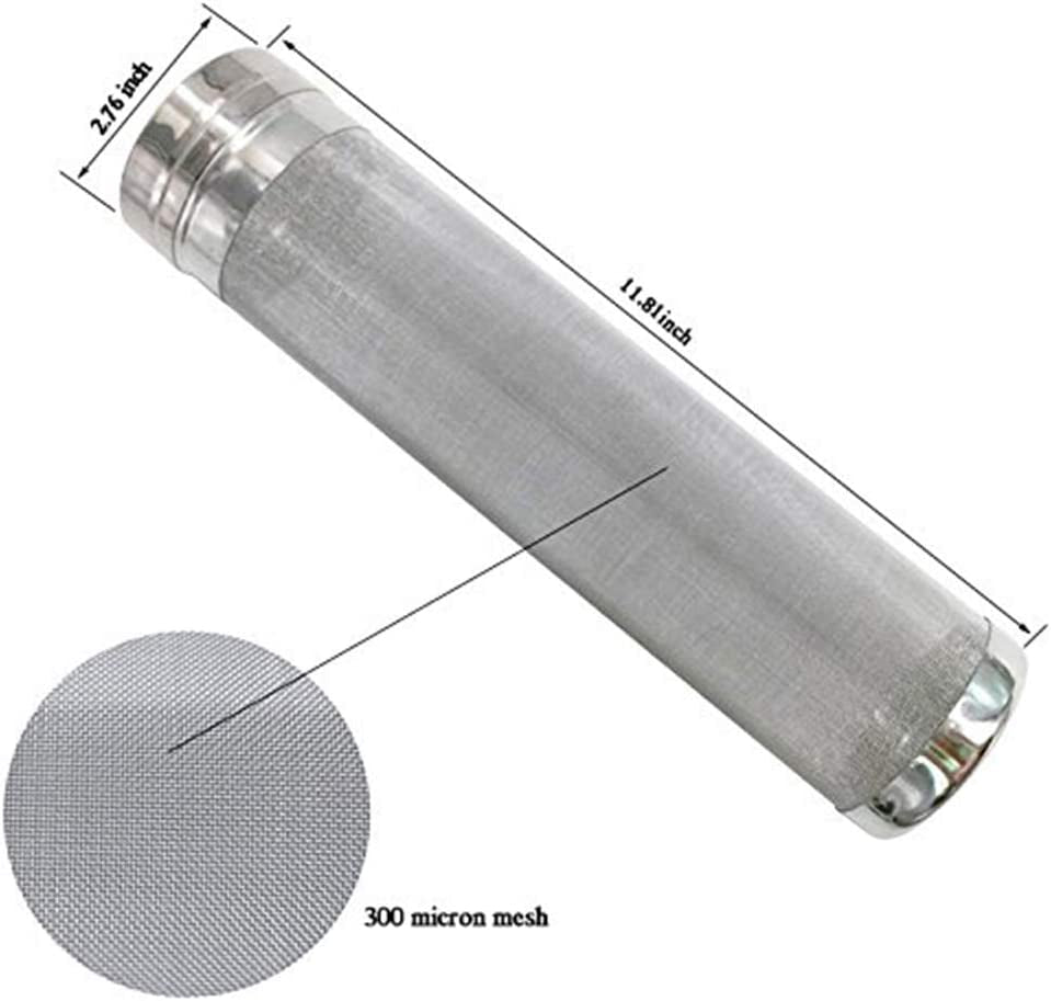 Beer Dry Hopper Filter,300 Micron Filter Stainless Steel Mesh Cornelius Keg for Home Beer Brewing Kettle (2.8 X 11.8 Inch)