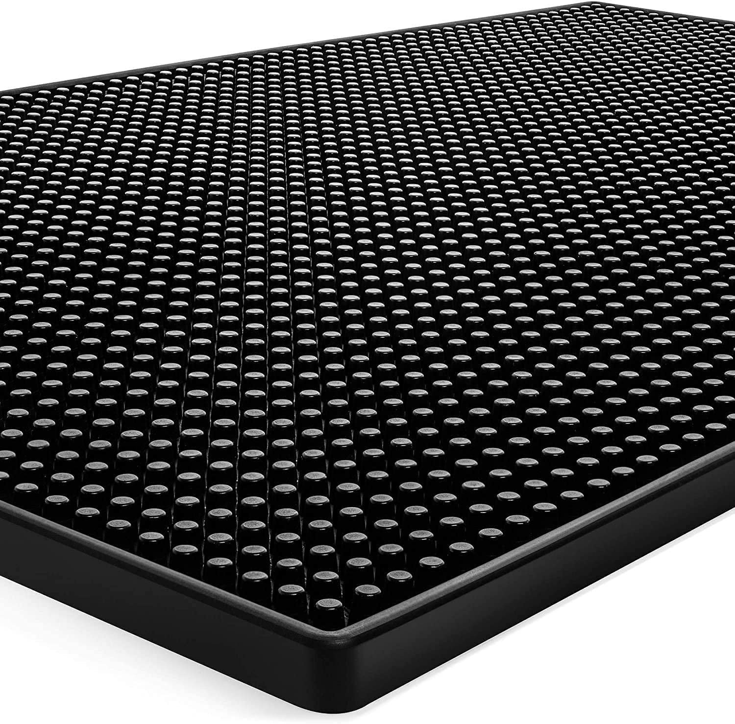 2 Pack Rubber Bar Mat 18 X 12, Thick Durable and Stylish Black Bar Spill Mat. Non Slip, Non-Toxic, Service Mat for Coffee, Bars, Restaurants Counter Top