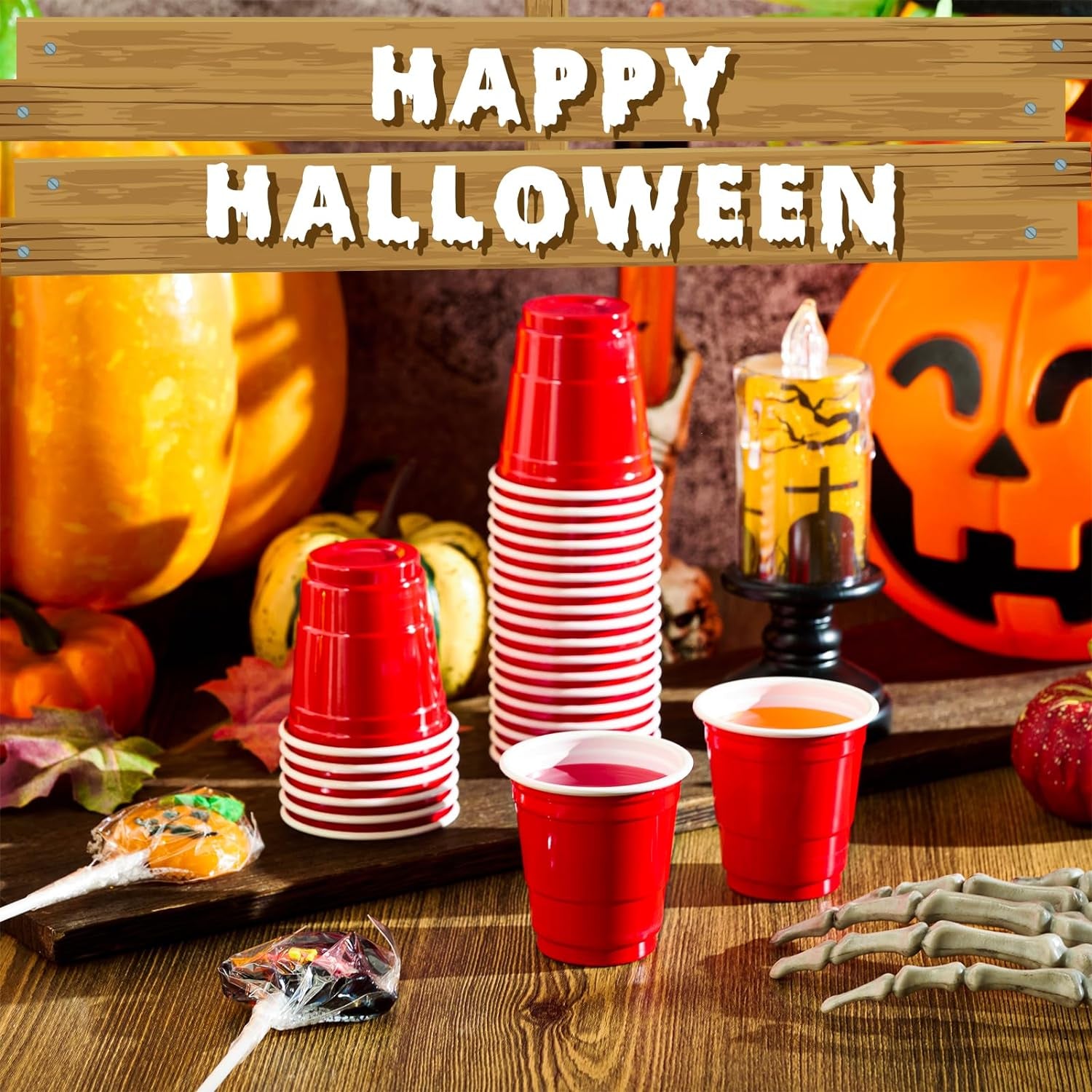 1080 PACK 2 Oz Plastic Shot Glasses, Red Disposable Shot Cups, Mini Red Shot Glasses for Halloween Thanksgiving Christmas Party