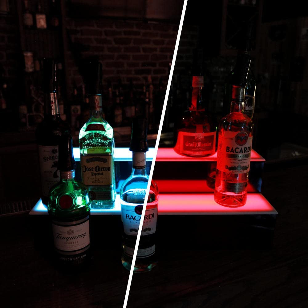 BARCONIC® LED Liquor Bottle Display Shelf - 2 Tier (Step) - 18"