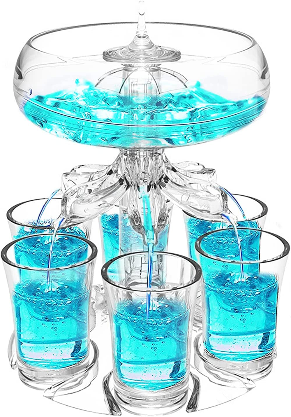Shot Dispenser with 6 Shot Glasses Set - Party Drink Dispenser Liquor Dispenser and Holder Shot Pourer for Beverage | Cider | Liquor | Cocktail - Fun Bar Accessories Home Gifts (V2)