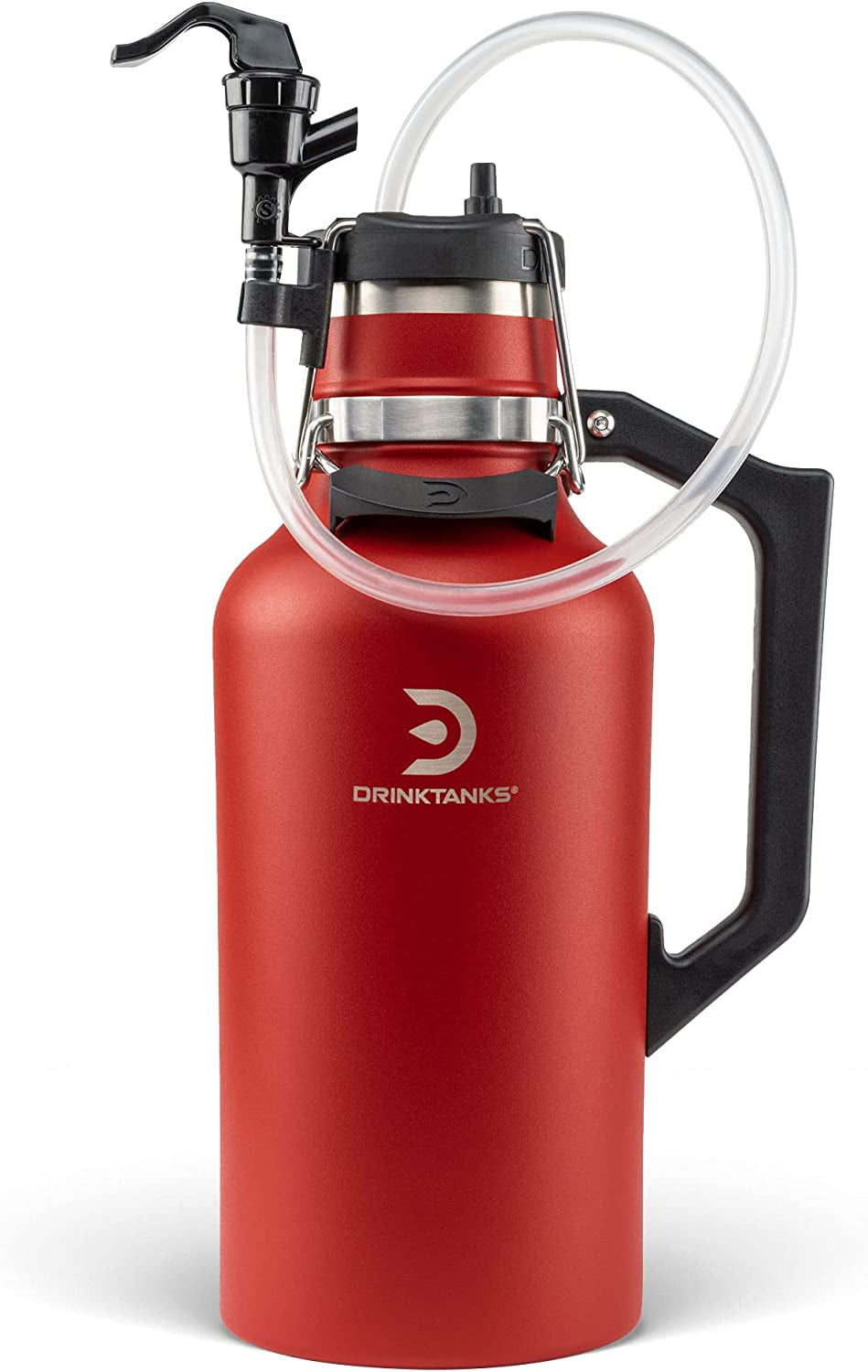 ® Travel Keg - 64 Oz Growler with CO2 Dispensing Keg Cap for Carbonated Craft Beverages; Camping, Tailgating, Bottle Shares, Bbqs, Boating & Adventure (Crimson)