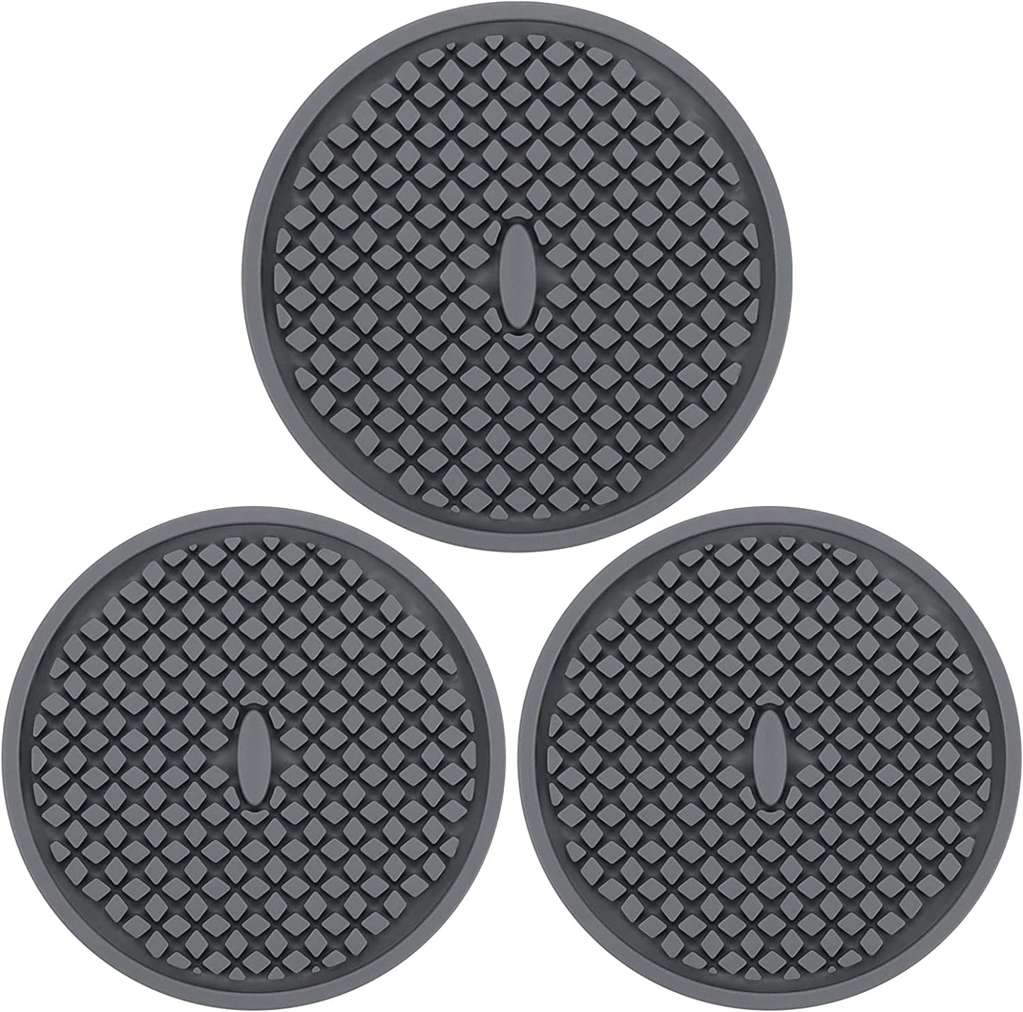 7 Pack Silicone Coasters for Drinks, Thickened Coasters with Deep Tray Grooved Design Cup Mat, Washable Heat Resistant Durable Non-Slip Coasters for Coffee Table Wooden Desk Kitchen Bar (Brown)