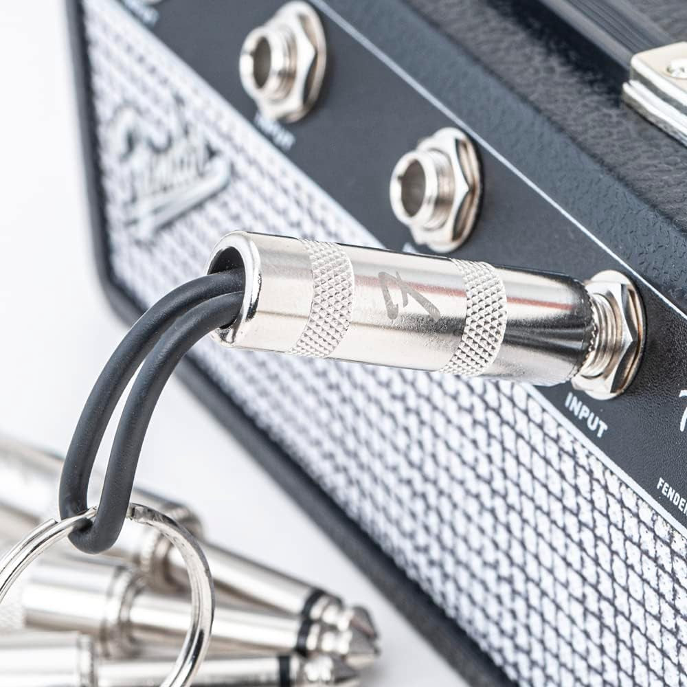 Licensed Fender Jack Rack- Guitar Amp Key Holder, Includes 4 Guitar Plug Keychains and 1 Wall Mounting Kit. Quick and Easy Installation.