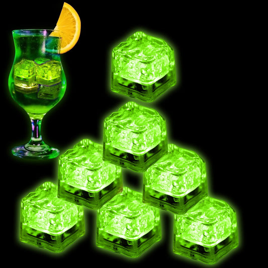 Light up Ice Cubes for Drinks, 48 PCS Green LED Ice Cubes Liquid Activated, Glow in the Dark Waterproof Ice Cubes for Home Bar Supplies Summer Party Wedding Decor