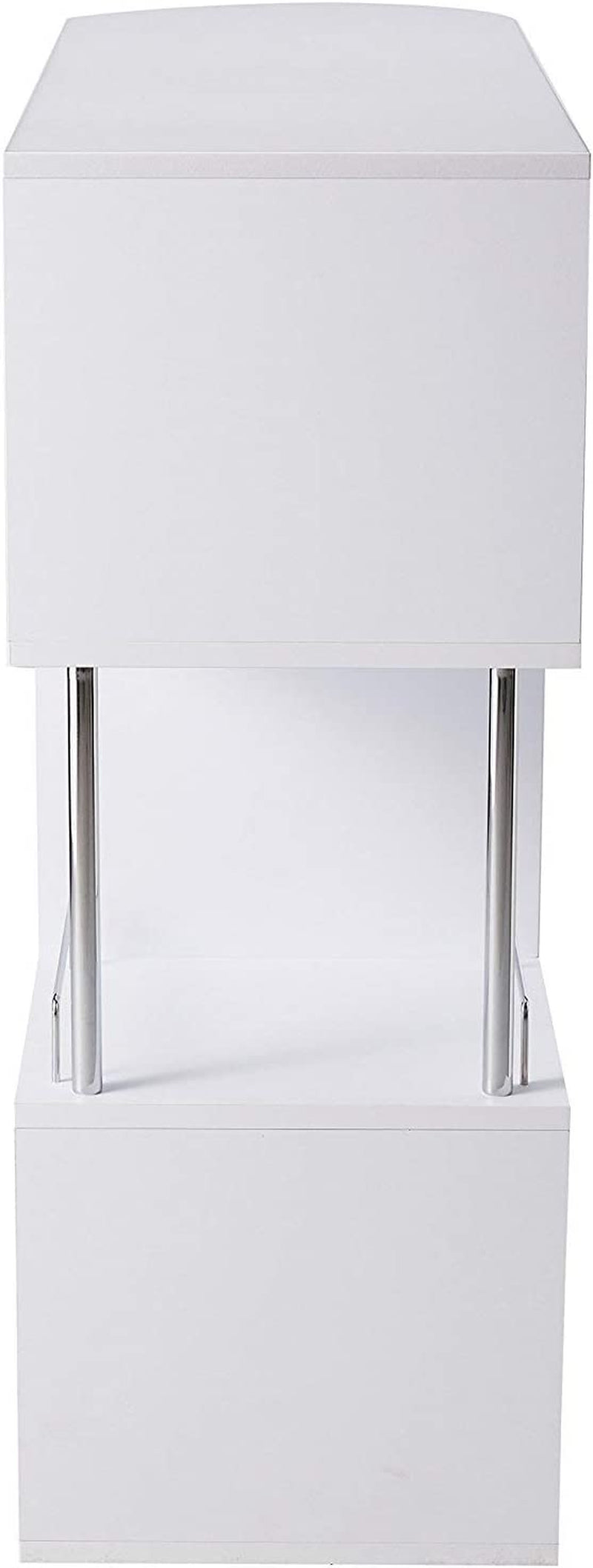 Minorca Modern Wine Bar Table W/Shelves (White)