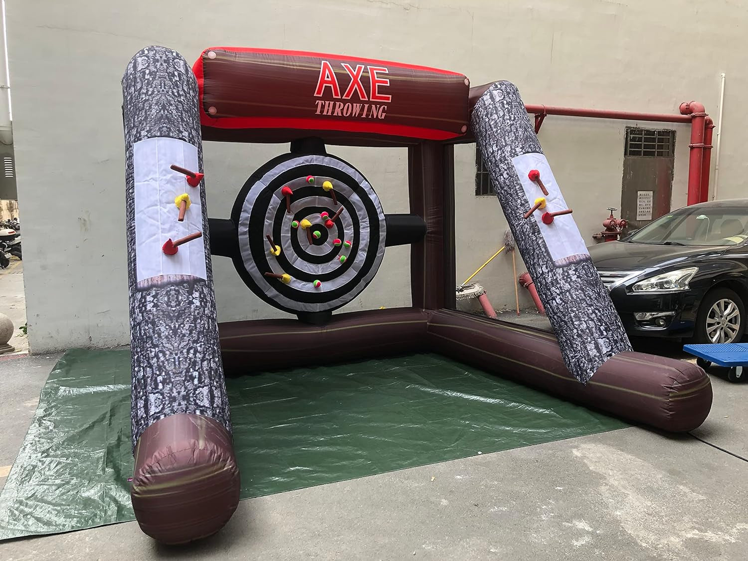 Inflatable Axe Throwing Game + Inflatable Ball Toss Target Dart Board for Backyard/Birthday/School/Team/Party Events