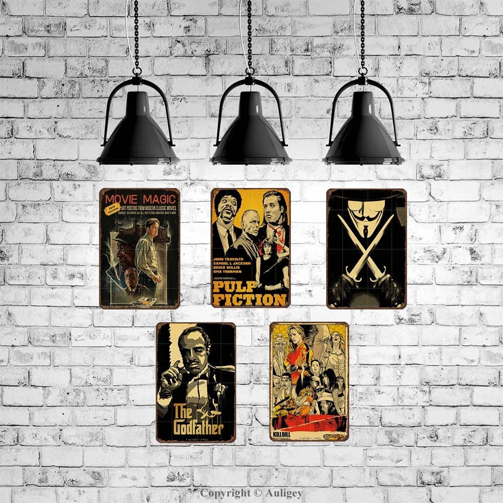 Classic Movies Sign Decoration Vintage Metal Poster Retro Home Wall Decor for Man Cave Cafe Bar Pub 5Pcs
