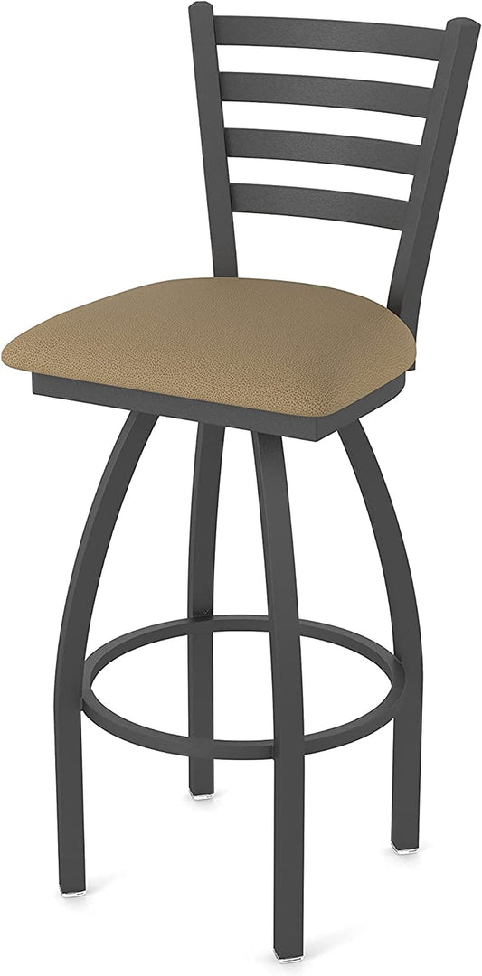410 Jackie 30" Swivel Bar Stool with Pewter Finish and Canter Thatch Seat