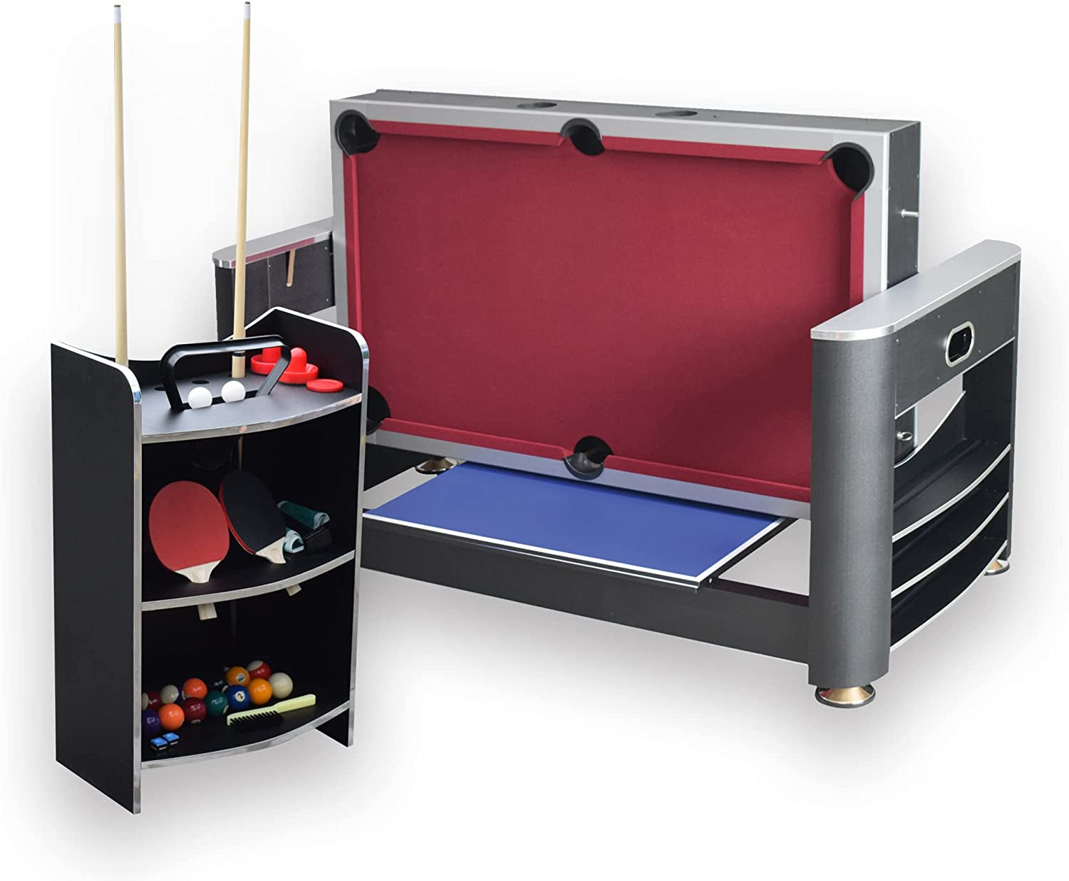 Triple Threat 6-Ft 3-In-1 Multi Game Table with Billiards, Air Hockey, and Table Tennis