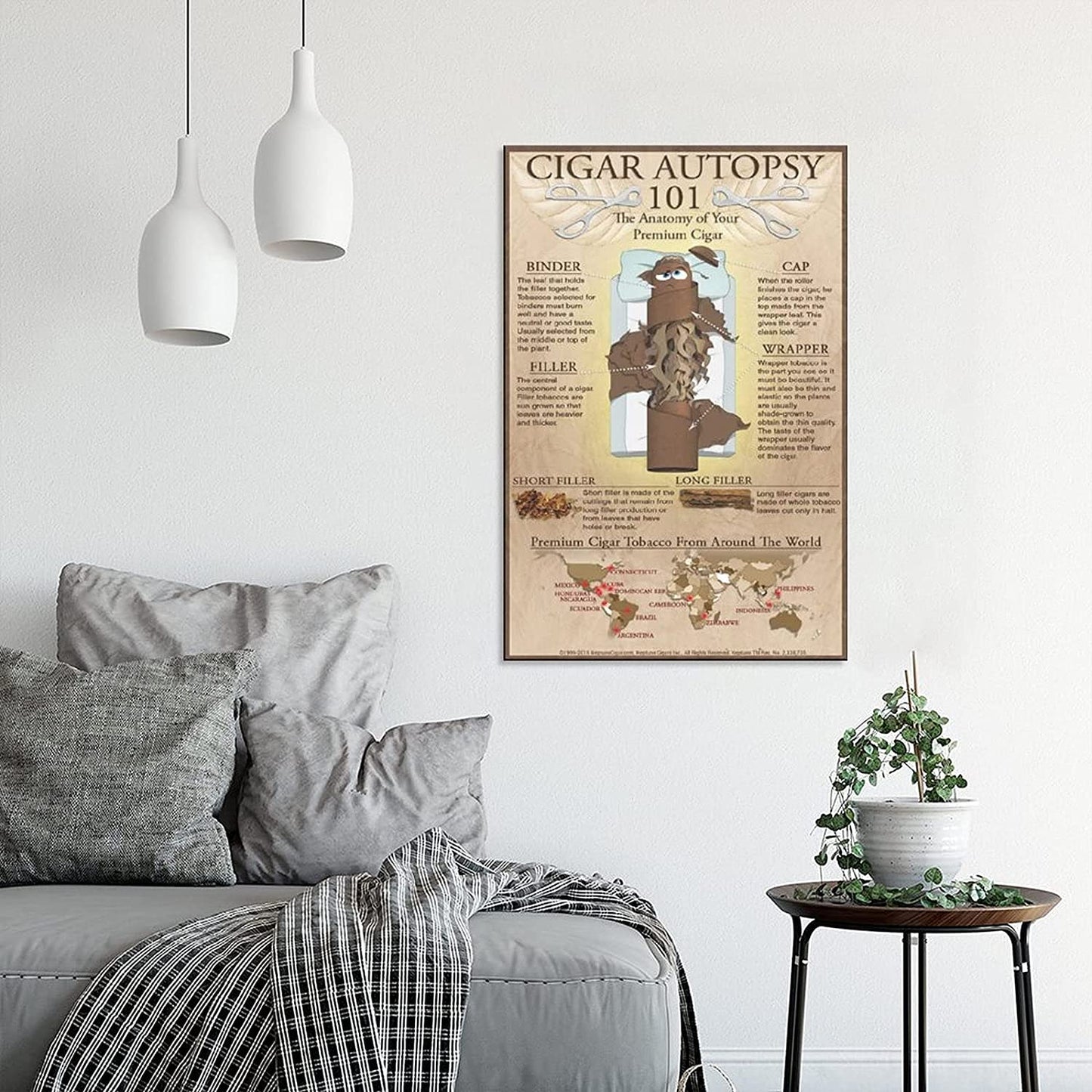 Cigar Poster Bar Art Vintage Poster Canvas Poster Wall Art Decor Print Paintings for Living Room 16X24Inch(40X60Cm) Frame-Style