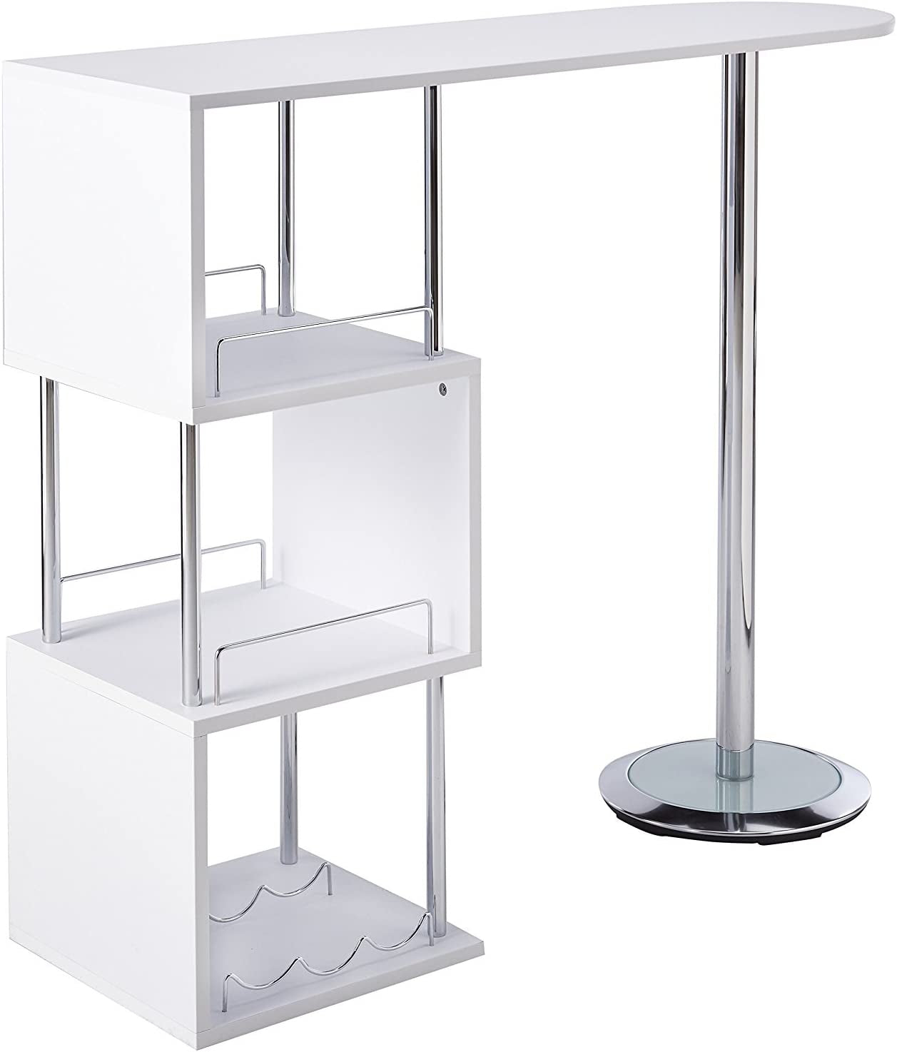 Minorca Modern Wine Bar Table W/Shelves (White)