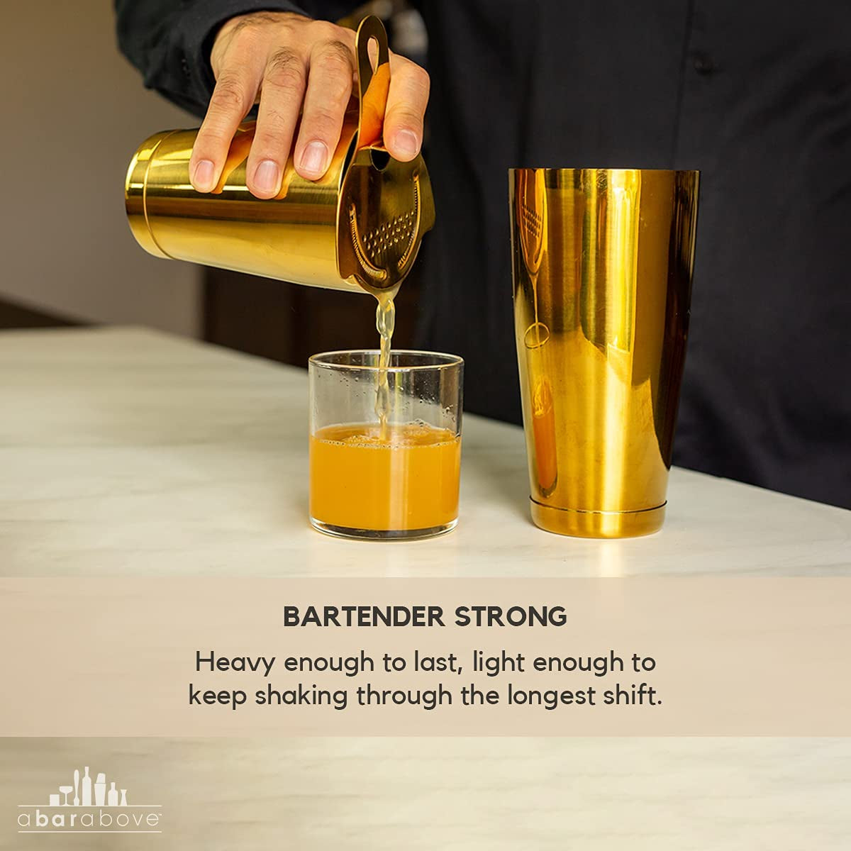 W/W Gold Boston Shakers: Two-Piece Professional Cocktail Shakers Weighted 28Oz Martini Drink - Gold Finish - Made from Stainless Steel 304