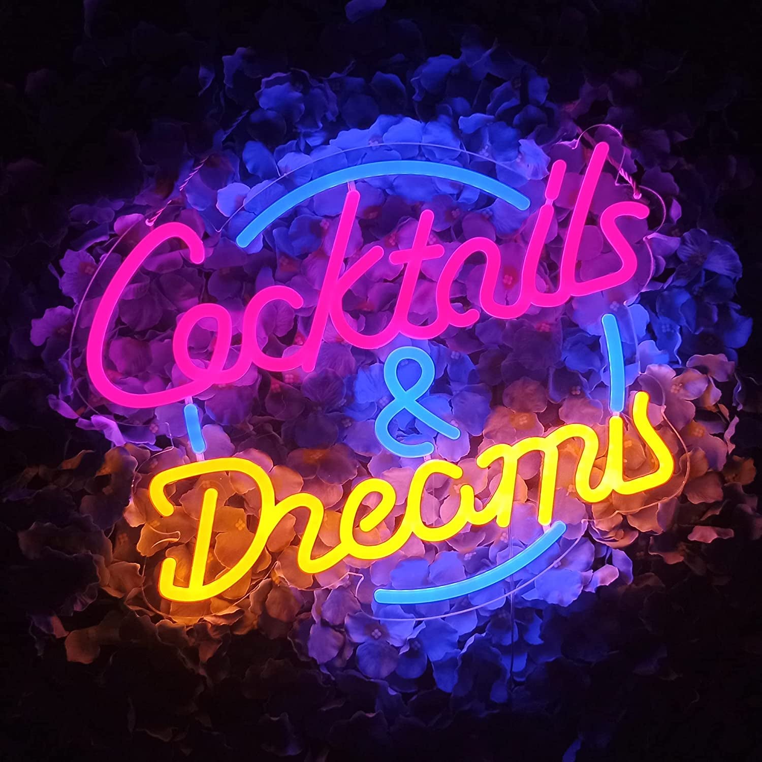 Cocktails Dreams Neon Sign,Innovative Integral Forming Process,With Dimmable Switch for All Holiday Party and Home Decoration,17×13Inch,Colorful