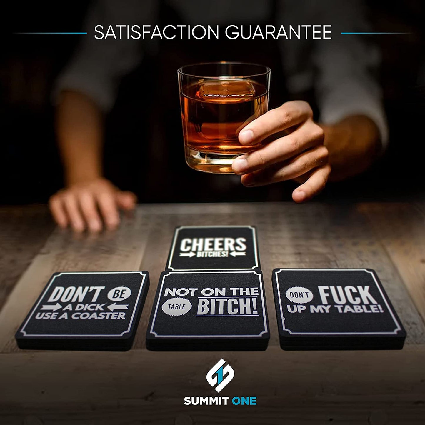 Funny Coasters for Drinks, Set of 10 (4 X 4 Inch, 5Mm Thick) - Bar Accessories for the Home Bar Set, Absorbent Felt Drink Coasters the Ideal Man Cave Accessories