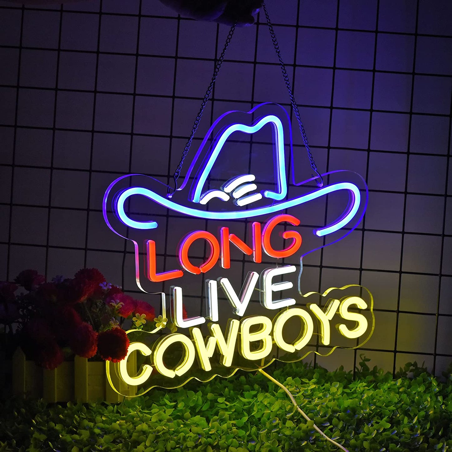 Long Live Cowboy Neon Sign for Wall Décor Dimmable LED Neon Light USB Powered Neon Art Signs for Pub Store Man Cave Party