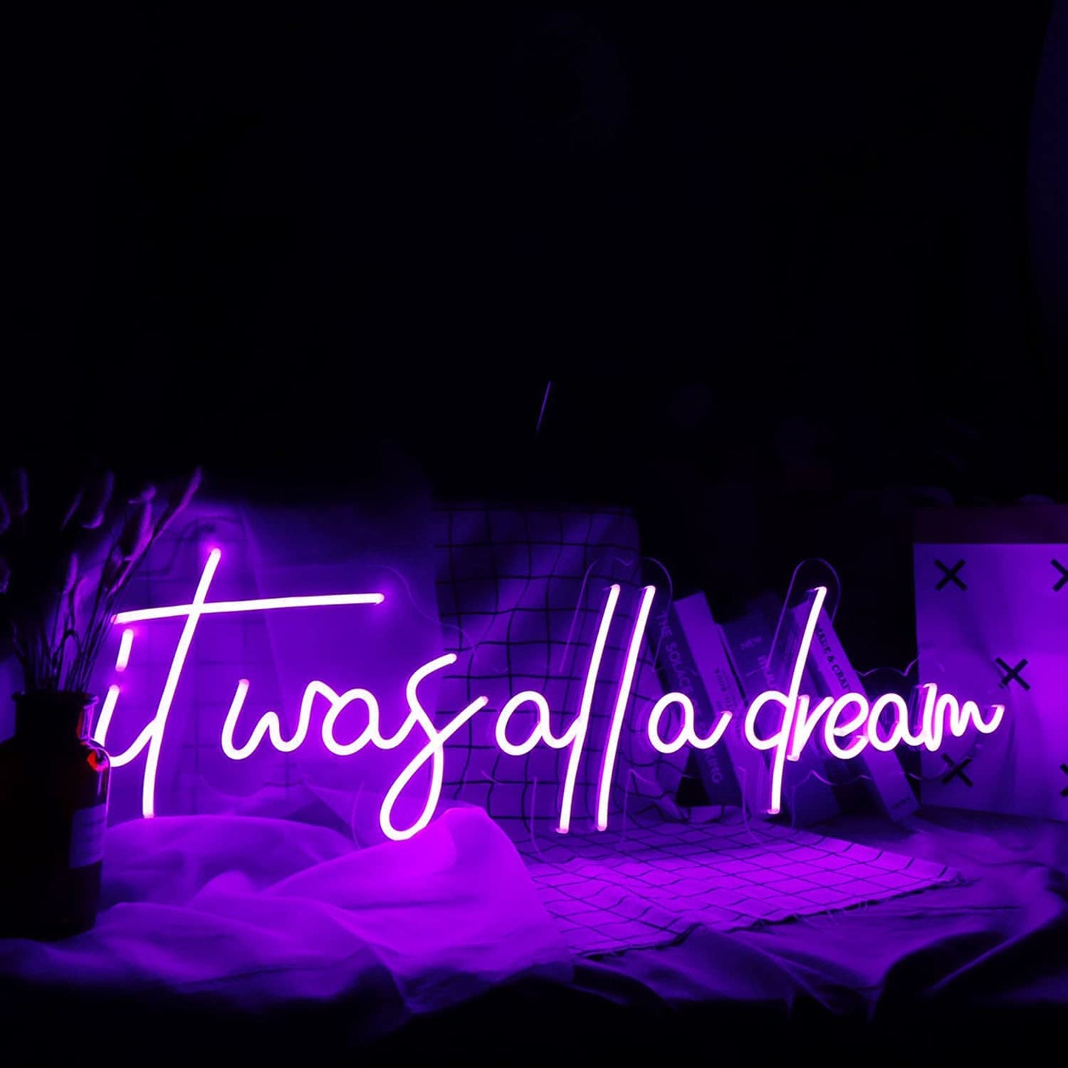 It Was All a Dream Neon Sign Flex Led Neon Light Sign Led Logo Custom Neon Sign Bride Party Room Decoratio (Purple)