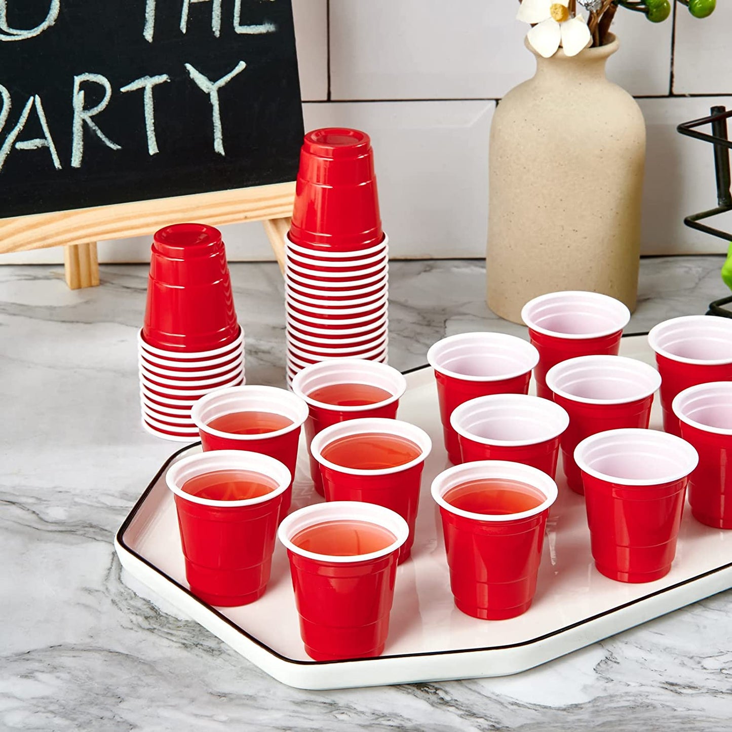 1080 PACK 2 Oz Plastic Shot Glasses, Red Disposable Shot Cups, Mini Red Shot Glasses for Halloween Thanksgiving Christmas Party