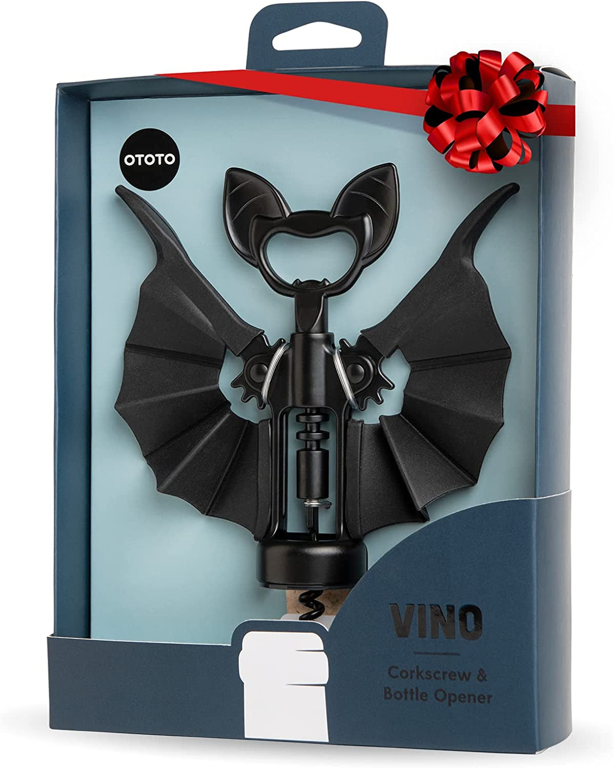 Vino Spooky Bat Wine Opener - 2-In-1 Wine & Beer Opener, Corkscrew & Bottle Opener - Wine Accessories & Gifts for Wine Lovers